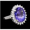 Image 1 : GIA Cert 11.78 ctw Tanzanite and Diamond Ring - 14KT White Gold