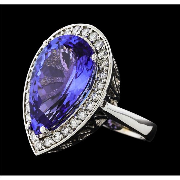 GIA Cert 11.93 ctw Tanzanite and Diamond Ring - 14KT White Gold