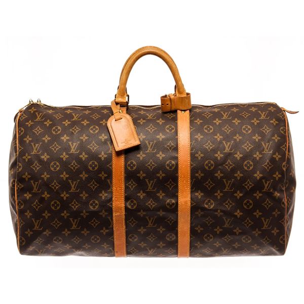 Louis Vuitton Brown Monogram Canvas Keepall 55 Travel Bag