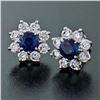 Image 2 : Sterling Silver Blue Crystal & CZ Halo Stud Earrings w/ 14k White Gold Posts