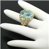 Image 7 : 14k Gold & Platinum 19.49 ctw Large GIA Aquamarine & Diamond Basket Weave Ring