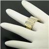 Image 7 : Italian 14K Solid Yellow Gold.35 ctw G VS Diamond Vertical Grooved Wide Band Rin