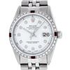 Image 1 : Rolex Mens Stainless Steel White Diamond & Ruby 36MM Datejust Wristwatch