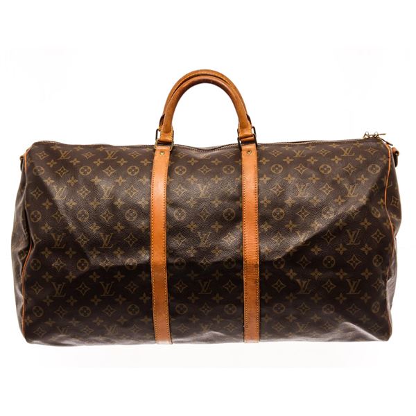 Louis Vuitton Brown Monogram Canvas Keepall Bandouliere 60 Travel Bag