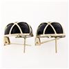 Image 1 : Solid 14k Yellow Gold Large Round Black Onyx Button Earrings & Woven Top Pattern