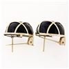 Image 2 : Solid 14k Yellow Gold Large Round Black Onyx Button Earrings & Woven Top Pattern