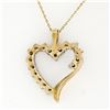 Image 5 : 10k Yellow Gold 16" .60 ctw Round Prong Set Diamond Open Heart Pendant Necklace