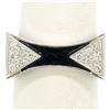Image 4 : 14K White Gold 0.30 ctw Diamond & Black Enamel Stone Finished Squared Band Ring