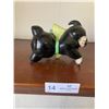 Image 6 : Two ceramic antique piggy banks with a cute wall hanging with old vintage mirror