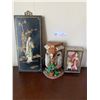 Image 5 : Multiple Oriental Ornaments and salt and pepper shakers with a wall hanging art and asian doll