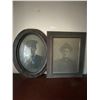 Image 1 : Early 1900's Wooden Picture Frames with Portraits  One Oval One Rectangle Damage on one