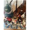 Image 1 : Mini Christmas Tree with many seasonal decor items; bird ornaments,snowmen, teddies + more