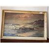 Image 1 : Vintage framed Oil Painting By Robert Wood of "Sunset Shore'