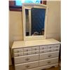 Image 1 : White Wooden Six Drawered Dresser with Mirror  48"w x 16"d x30"h