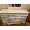 Image 3 : White Wooden Six Drawered Dresser with Mirror  48"w x 16"d x30"h