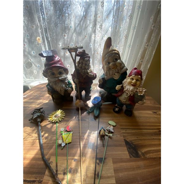 Four Large Gnomes 10-14"h with sticks for your decorative Plant Pots