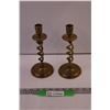 Image 1 : (2) Vintage Brass Candle Holders