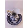 Image 2 : Porcelain Commode Jug and Bowl Blue Willow Pattern