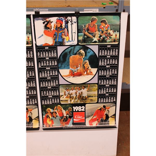 2) Coca Cola 1982 Calendar Poster and a 1981 Calendar Poster