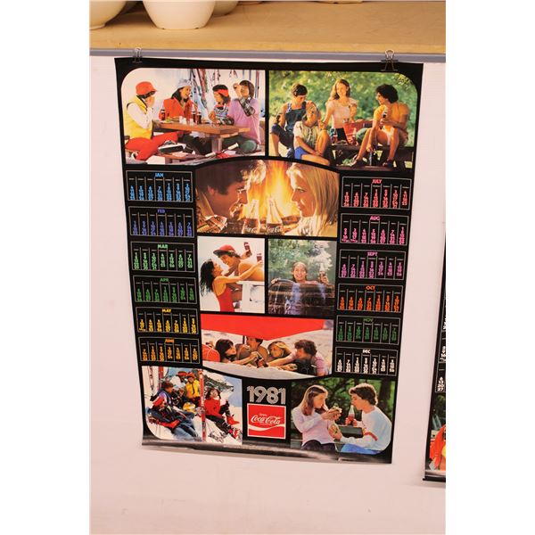 2) Coca Cola 1982 Calendar Poster and a 1981 Calendar Poster