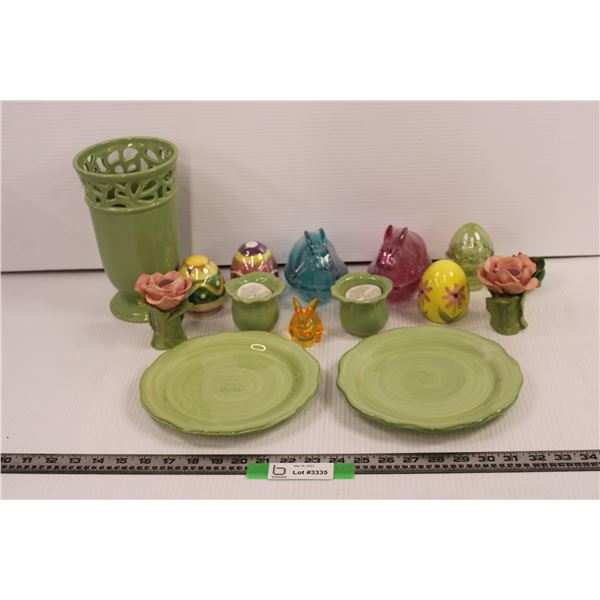 (2) Plates + Assorted Easter Items