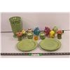 Image 1 : (2) Plates + Assorted Easter Items