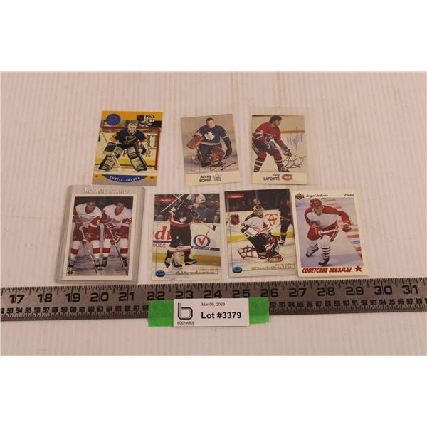 (8) Assorted Brands Hockey Cards (90's, Autographs can't be Authenticated, 2 in one sleeve)