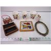 Image 1 : (3) Cups, Frame, ornaments, trinket box