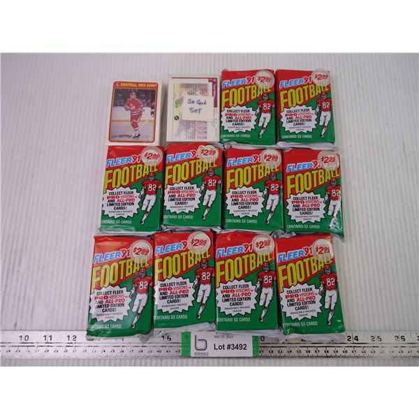 (10) Fleer NFL Cards (sealed), (50) Card Baseball,(2) Central Red Army (sealed)