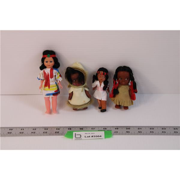 Lot of 4 Indigenous Dolls (Second From Right Has Broken Legs)