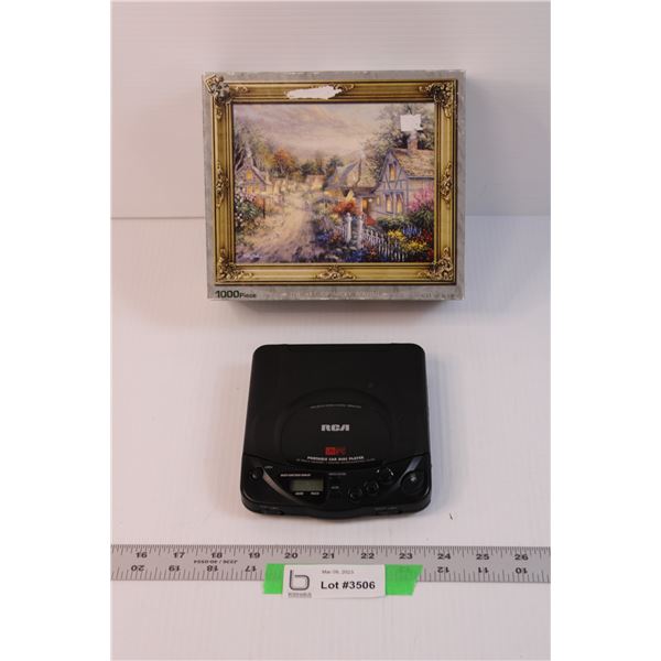 1000 PC Nicky Boehme Puzzle and RCA Portable Car Disc Player (Untested)