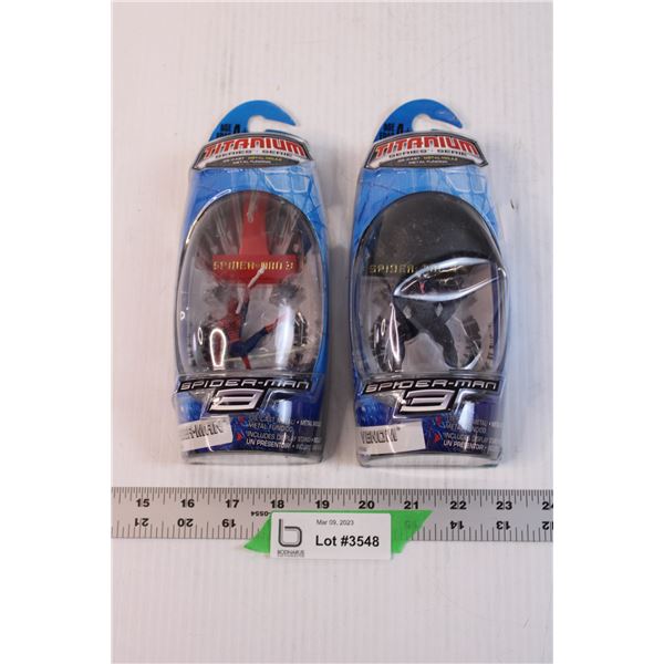 (2)Spider-Man 3 Titanium Series Action Figures - Venom and Spider Man