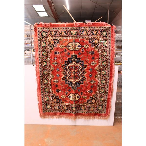 Vintage Red Geometric Rug (Some Wear at Edges)