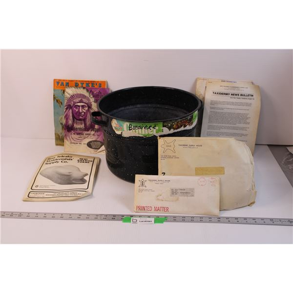 Canning Bucket and Assorted Pieces of Taxidermy Related Material (Damages to the Paper, Staining)