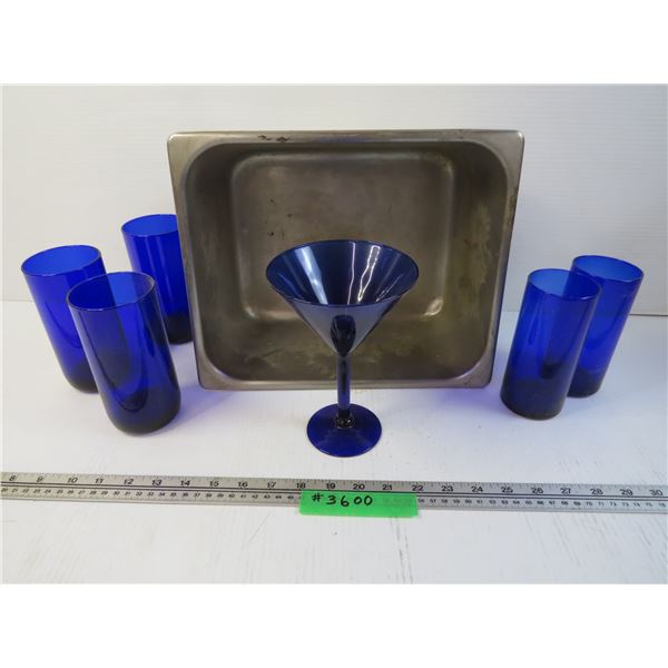 Metal Container - Blue Glass Ware