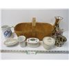 Image 1 : Wooden Basket - Bathroom Dish Set - Assorted Items