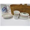 Image 2 : Wooden Basket - Bathroom Dish Set - Assorted Items