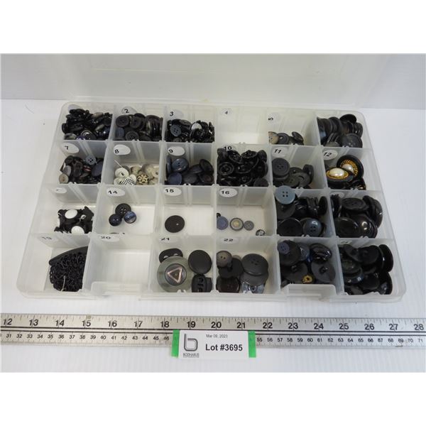 Container of Assorted Buttons (mostly Black)