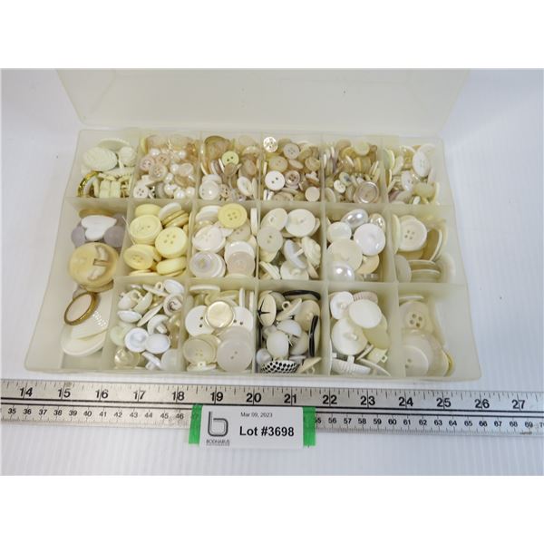 Container of Assorted Buttons (White & Yellow)