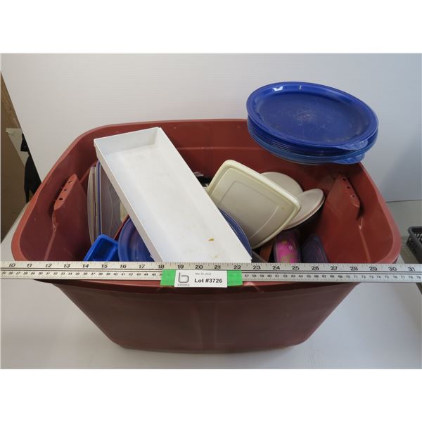 *Tote (no lid) of Lids & Plastic Plates