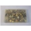 Image 3 : Assortment of Vintage Gold Metallic Buttons in Container