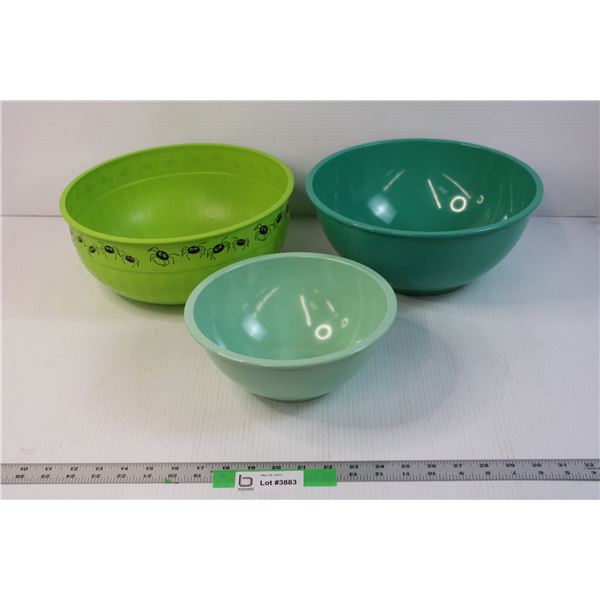 (3) Assorted Plastic Mixing Bowls - One is Halloween