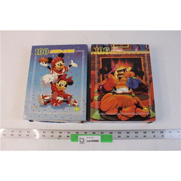 (2) Disney and Friends 100 PC Puzzles - Mickey Mouse (Did Not Count Pieces, Boxes Slightly Damaged)