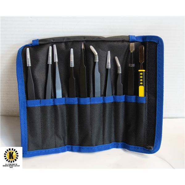 NEW - 10 PIECE INDUSTRIAL TWEEZER SET