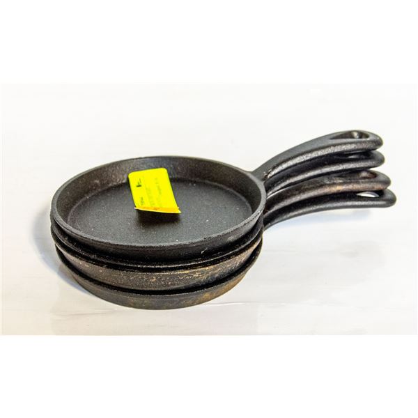 4 MINI CAST IRON FRY PANS TOGETHER-ESTATE