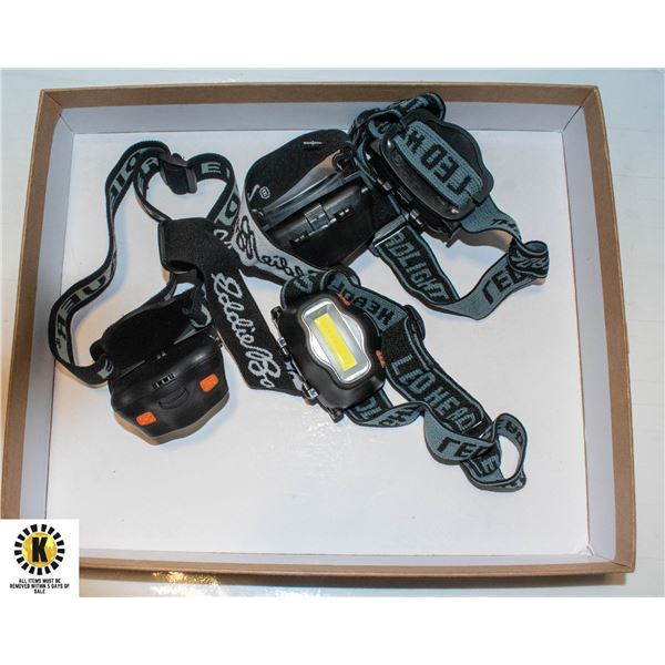 4 HEAVY DUTY LED HEAD LAMPS WITH BAND STRAPS