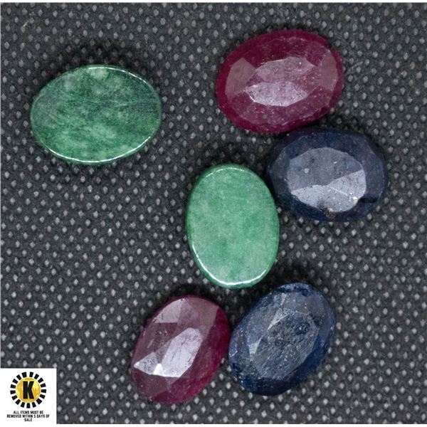 #60-GENUINE RUBY,SAPPHIRE,EMERALD GEMSTONE 72.45CT