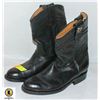 Image 1 : SIZE 8 BLACK LEATHER COWBOY BOOTS-ESTATE