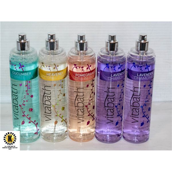 5 VITABATH FRAGRANCE MIST 256ML EACH