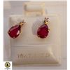 Image 1 : 10KT GOLD RUBY MOISSANITE EARRINGS